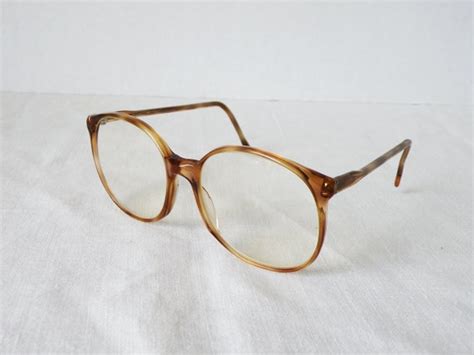 Large Round Light Brown Tortoiseshell Vintage Eyeglasses 80s