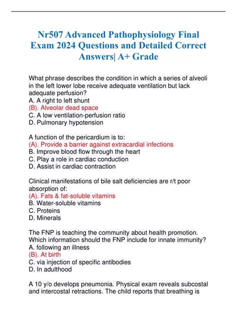 Nr Advanced Pathophysiology Final Exam Questions And Detailed