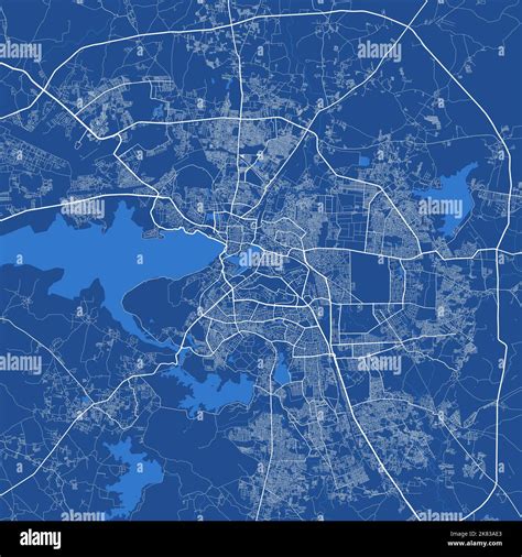 Detailed Map Poster Of Bhopal City Administrative Area Blue Skyline