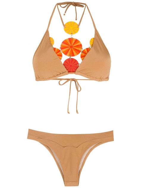 AMIR SLAMA High Leg Bikini Set Neutrals Editorialist