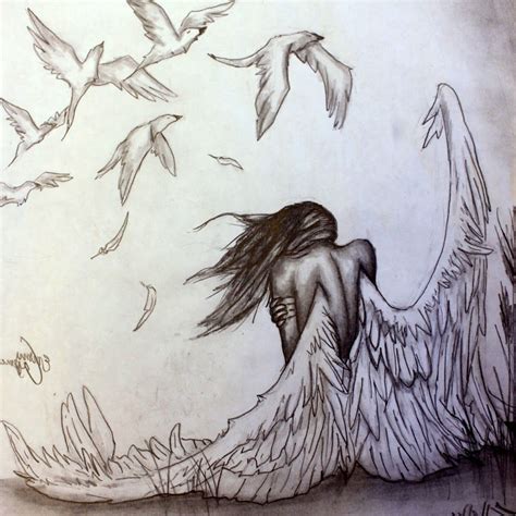 Fallen Angel Pencil Drawing