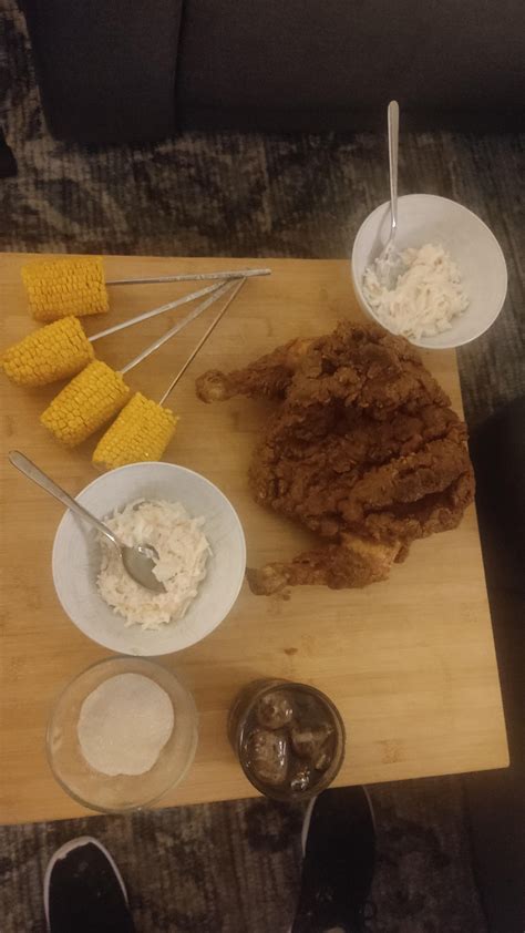 [homemade] Fried Chicken Corn And Coleslaw R Food