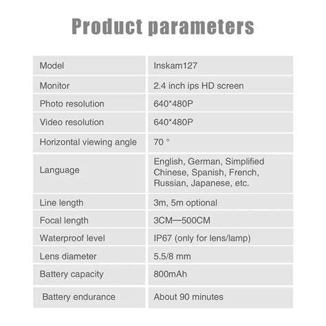 Практичный визуальный эндоскоп 2,4 дюймов 0,3 Мп 8 мм ABS ...