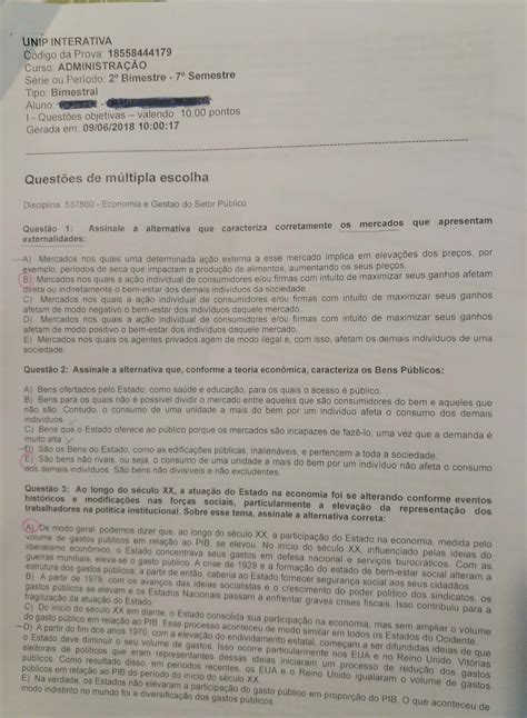 Prova Economia e Gestão Pública do Setor Público Economia e Gestão do