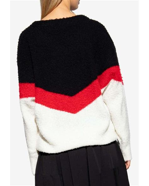 Stella Mccartney Colorblocked Knitted Wool Sweater In Red Lyst