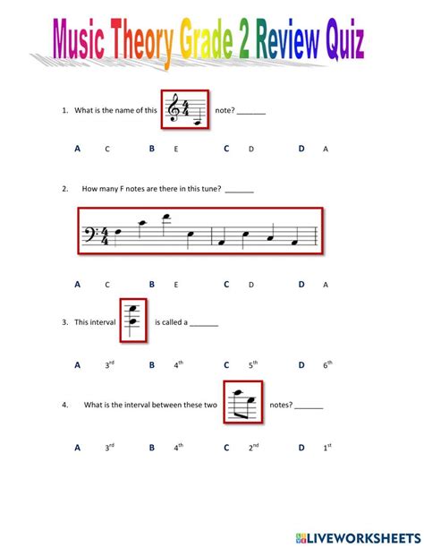 Music Theory Grade 2 Review Quiz Worksheet Live Worksheets