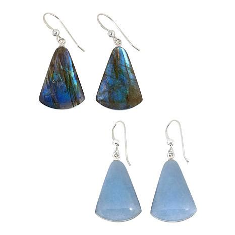 Jay King Sterling Silver Labradorite And Blue Anhydrite Drop Earrings