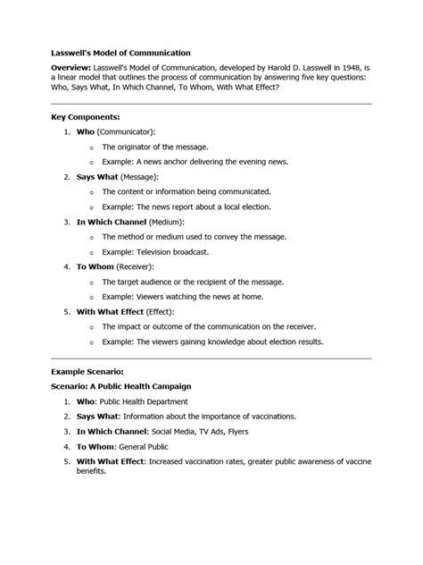 Lasswell Model of Communication | PDF