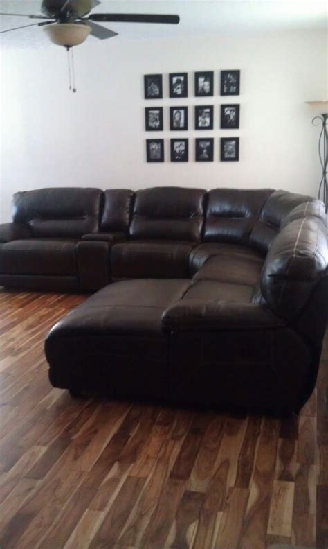 New Dark Brown Leather Reclining Sectional Main Floor Living Area Love