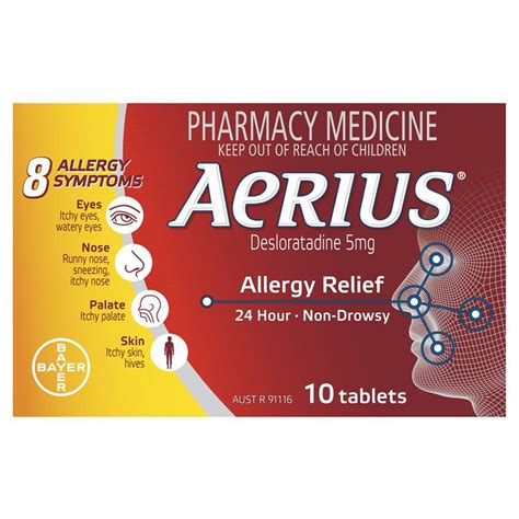 Buy Aerius 24 Hour Non Drowsy Allergy Relief Antihistamine Tablets 10