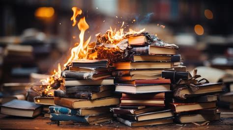 Premium Ai Image Fire On Books