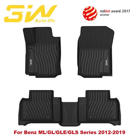 3W Floor Mats For Benz ML GL GLE GLS Series 2012 2019 TPE All Weather