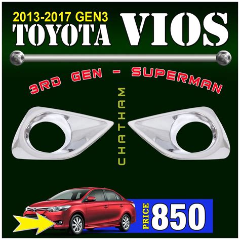 Chrome Foglamp Cover For Toyota Vios 2013 Up To 2017 Gen3 2014 2015