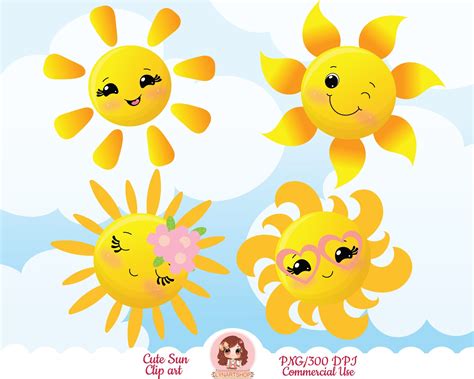 Happy Sun Clipart, Cute Sun, Cute Sun Clip Art, Sunshine Clipart, Cute ...