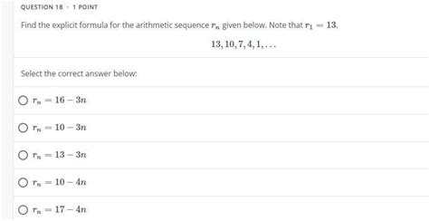 Find The Explicit Formula For The Arithmetic Sequence Rn Given Below