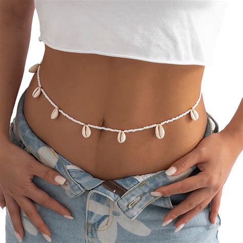 Ovnvuskg Boho Sexy Seashell Waist Beads Beaded Waist Chain Bikini Chain