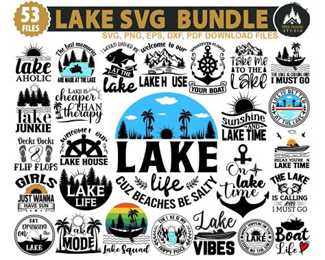 50 Lake SVG Bundle Png Dxf Cricut Cameo Cut file lake life Etsy México