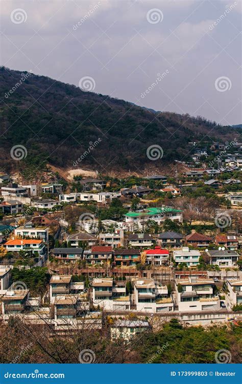 Aerial View Of Residential Area In Seoul City Seongbuk Dong Stock Image