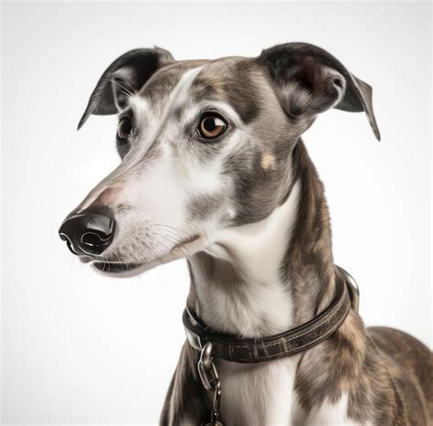 Un Perro Con Un Collar Y Un Collar Que Dice Galgo Foto Premium