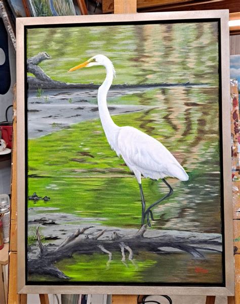 Great White Egret original oil painting – Bartlett Pair Art