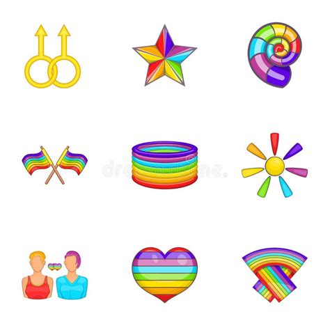 Sexual Minorities Icons Set Cartoon Style Stock Vector Illustration