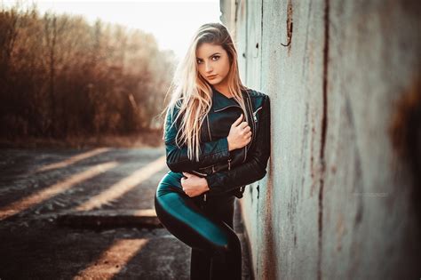 Wallpaper Sunlight Women Outdoors Model Blonde Long Hair Black