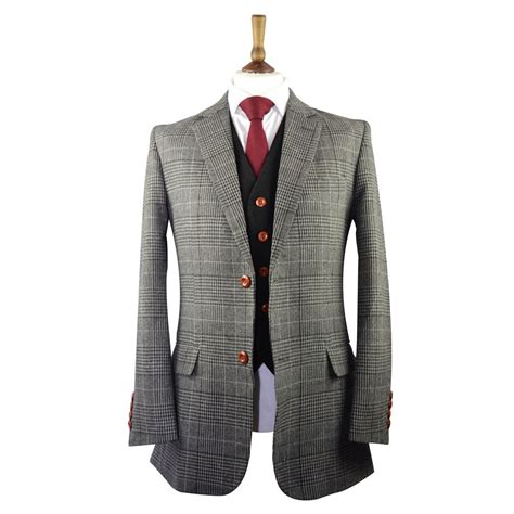 Grey Prince Of Wales Check Tweed Suit Tweed Suits Mens Tweed Suit Suits