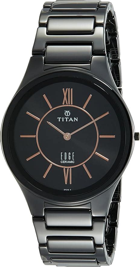 Titan Edge Mens Ceramic Watch Ultra Slim Quartz Water Resistant