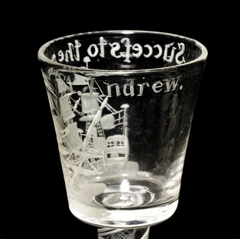 Bonhams An Important Mixed Twist Privateer Wine Glass For The St Andrew Circa 1760