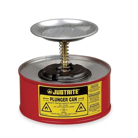 Justrite 1L Red Steel Plunger Dispensing Can Industrial Safety