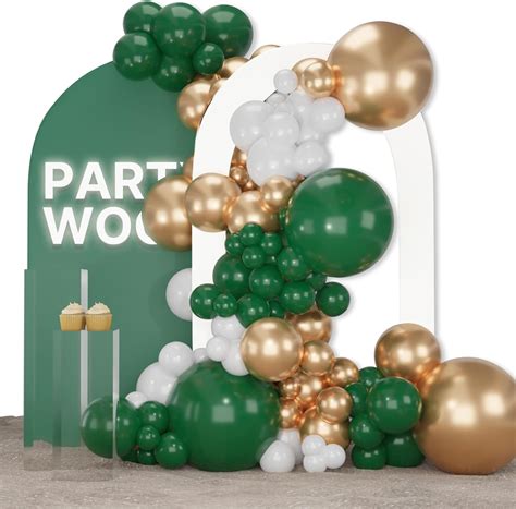 Amazon PartyWoo Green And Gold Balloons 140 Pcs Dark Green And