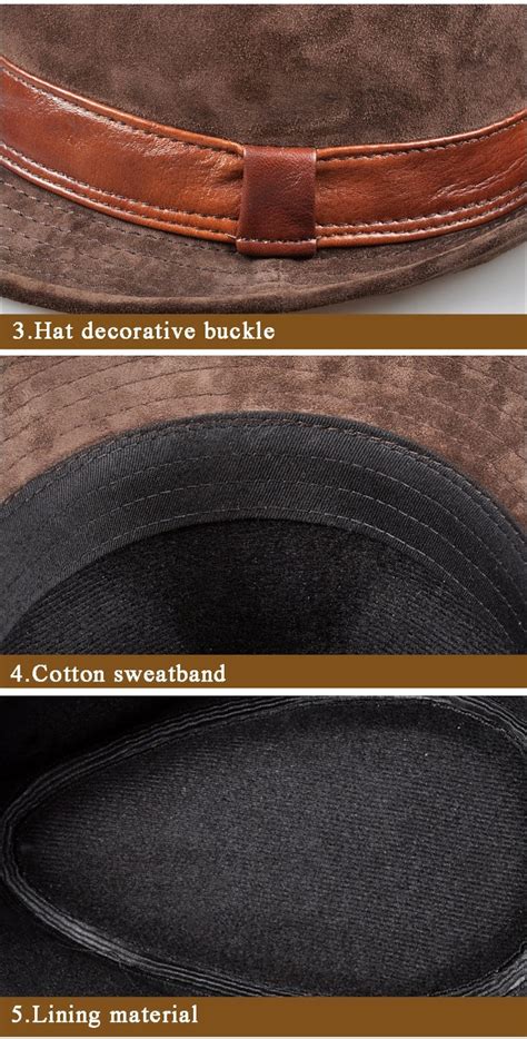 Men Genuine Leather Suede Hat Cowhide Nubuck Brown Fedora Hat Women Gentleman Male Jazz Hip