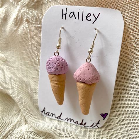 Hand Made Polymer Clay Ice Cream Earrings Etsy