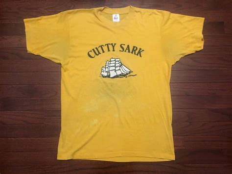 Xl 80s Cutty Sark Mens Vintage T Shirt Yellow Black Etsy