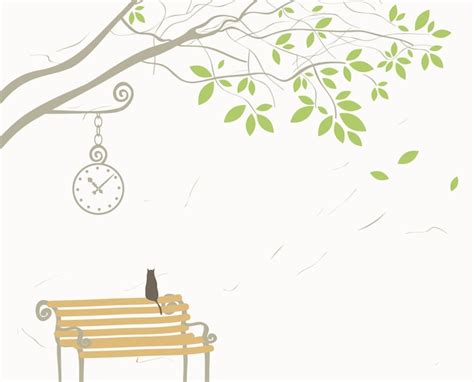 Premium Vector Spring Landscape With A Tree And A Bench