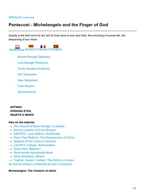 Artway - Eu-Pentecost - Michelangelo and The Finger of God | PDF ...