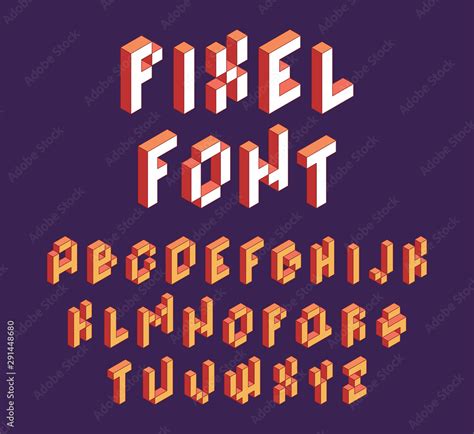 Pixel font. Retro block alphabet game in retro style 90s cubic letters ...