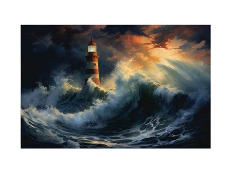 Lighthouse In Storm Painting – Canvas Direct