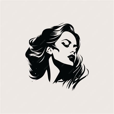 Premium Vector | Woman face logo black and white