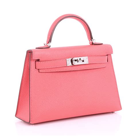 Hermes Kelly Mini Ii Handbag Pink Chevre Mysore With 3605702 Rebag