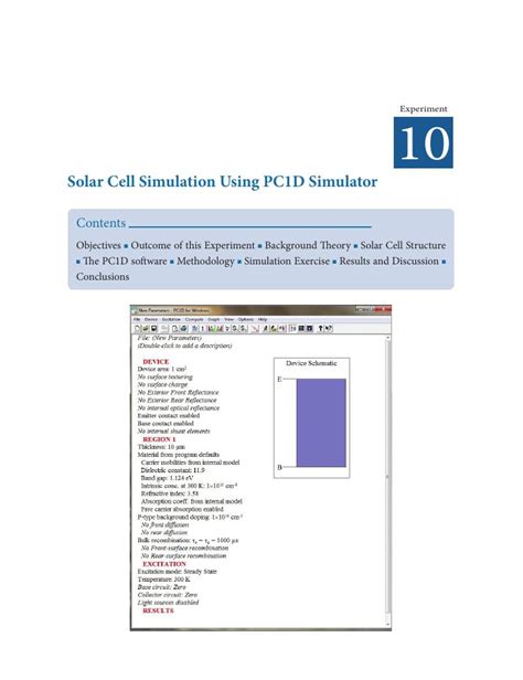 Solar Cell Simulation Using Pc1d Simulator Chapter 10 Solar