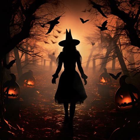 Premium AI Image | Luminous Halloween Backdrop with Eerie Silhouettes ...