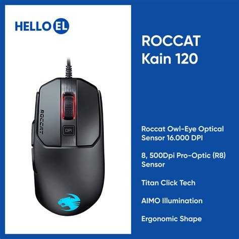 Jual Moga Roccat Kain Aimo Rgb K Dpi Wired Gaming Mouse Shopee