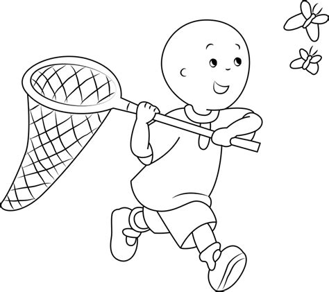 Caillou Atrapando Mariposas Para Colorear Imprimir E Dibujar