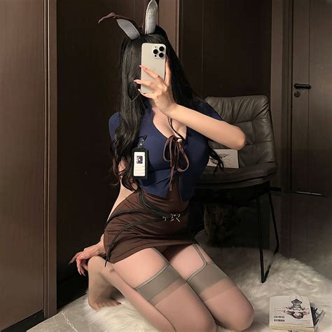 Jual Sexy Lingerie Cosplay QX 6630 Kelinci Rabbit Kostum Seksi Hot Night Club Dress Mini Mimon