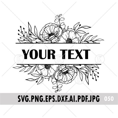 Floral Monogram Svg Wildflower Svg Flower Frame Svg Floral Etsy