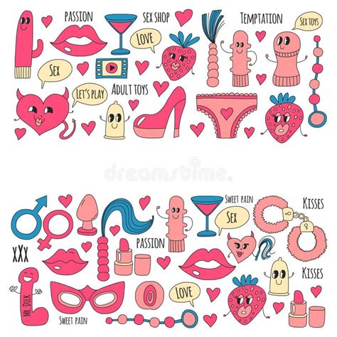 Doodle Humorous Vector Sextoys For Sex Shop Internet Shop Dildo Sex