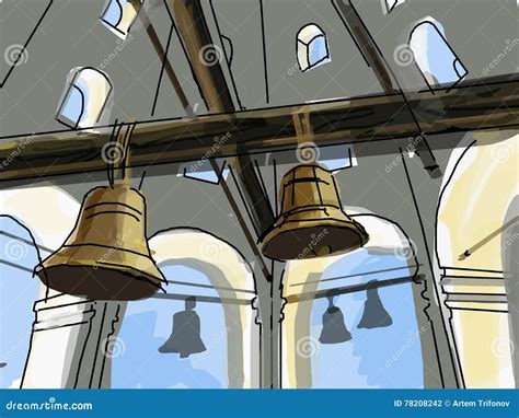 Bosquejo Del Color De Las Campanas De Iglesia Ilustraci N Del Vector