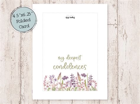 Deepest Condolences Printable Card Digital Condolences Card Printable ...