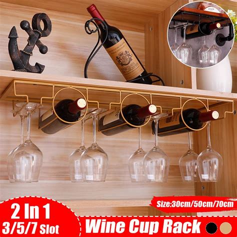 Cheap 357 Slot European Style Wine Cabinet Rack Creative Hanging Goblet Holder Upside Down